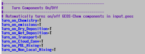 Turn on and off components from runConfig.sh rather than input.geos